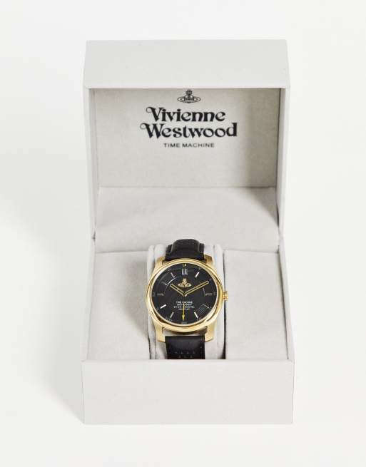 Vivienne Westwood - Orb - Armbåndsur med logo og rem i sort læder, 4 af 4