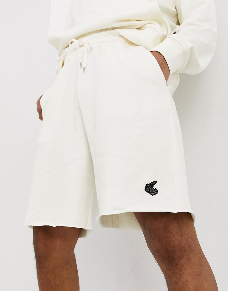Vivienne Westwood - Pantaloncini in jersey bianco sporco con logo