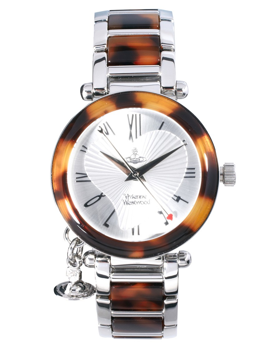 Vivienne Westwood – Silverfärgad, spräcklig klocka med orbformad berlock-Flerfärgad