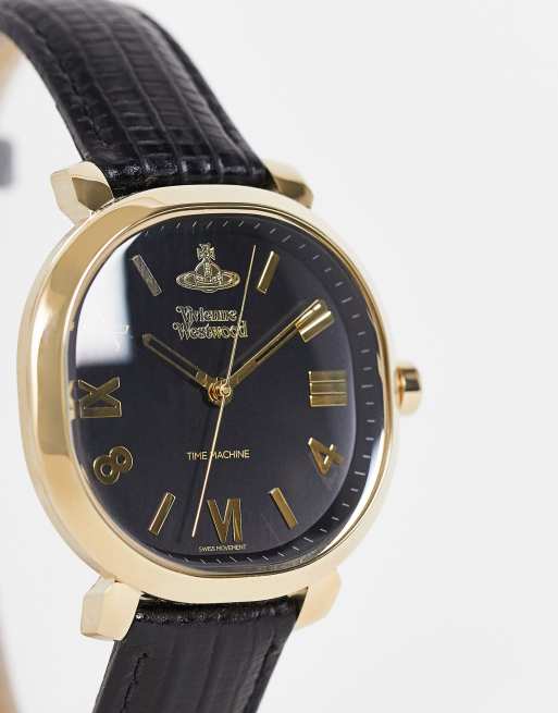 Vivienne Westwood square dial watch in black and gold