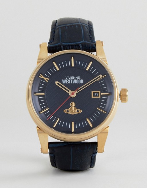 Vivienne Westwood VV065BLBL leather watch in navy