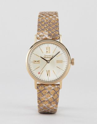 Vivienne Westwood – VV170GDMT – Burlington – Klocka för kvinnor med guldfärgat armband i skinn