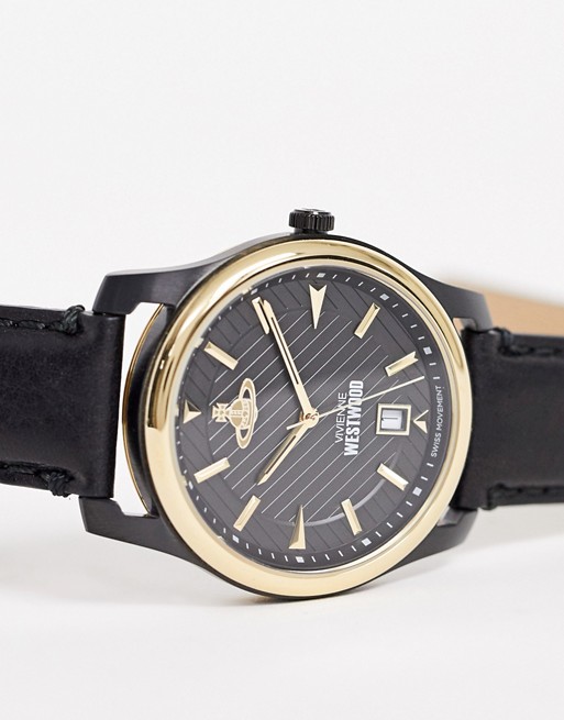 Vivienne Westwood VV185BKBK Holborn leather watch in black