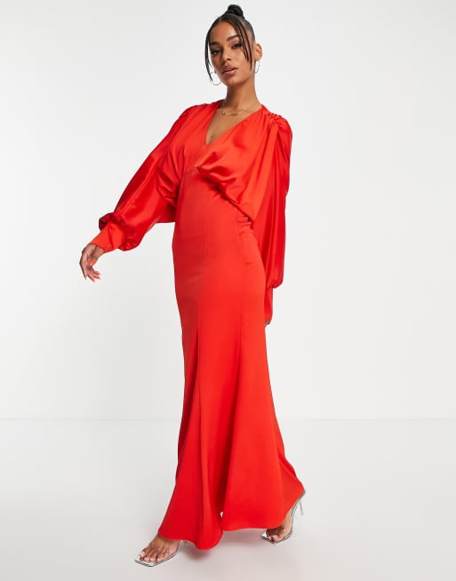 Asos red long sleeve dress hotsell