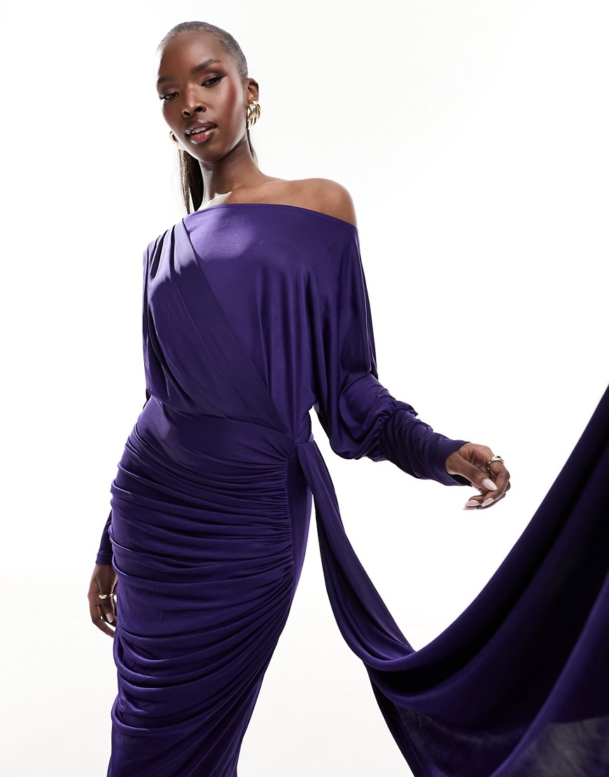 VL The Label maxi ruched dress in purple