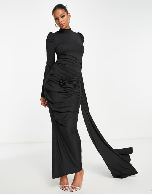 Feminine Red or Black Solid Color Christian Modest Maxi Dress - V-Neck — THE  MODEST FITTING