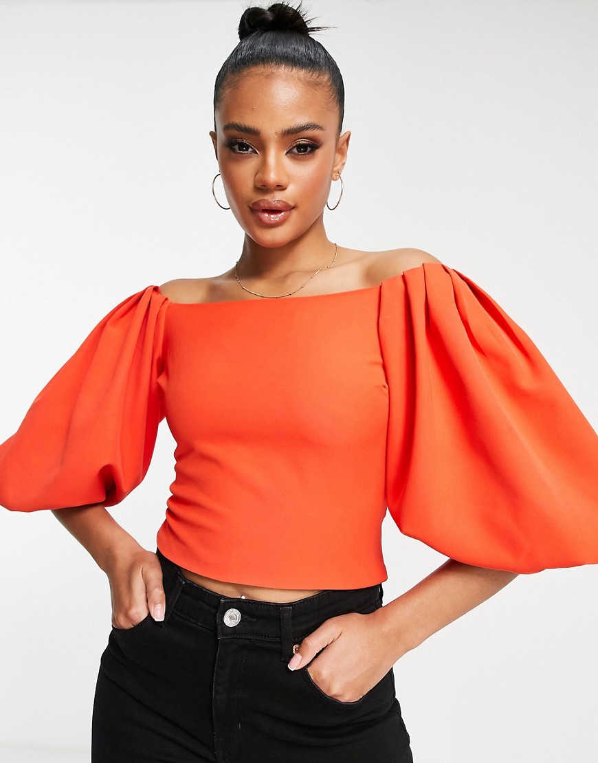 VL The Label puff sleeve top in orange - part of a set