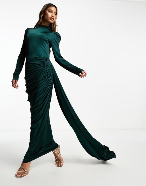 Robe longue froncée sale