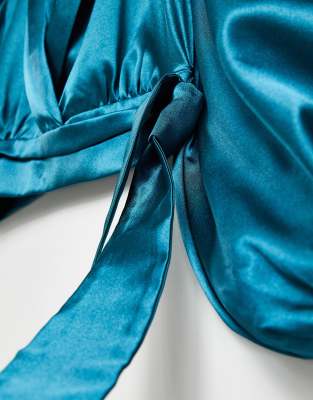 satin wrap crop top