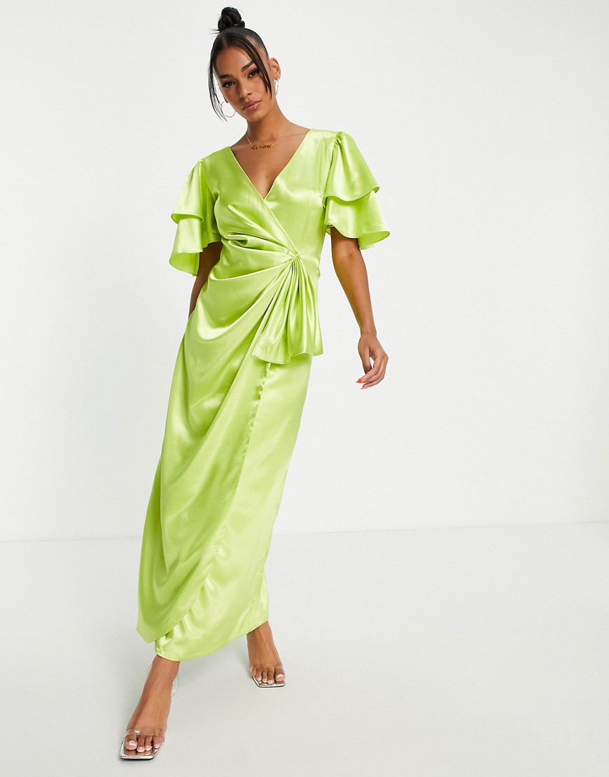 VL The Label short sleeve maxi dress in lime-Green