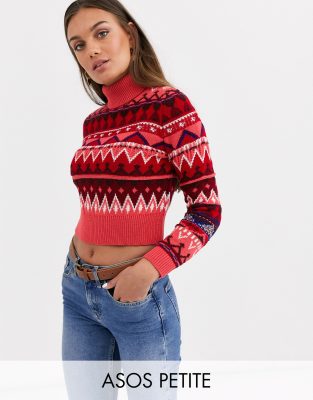 фото Водолазка с ярким узором фэйр-айл asos design petite-мульти asos petite