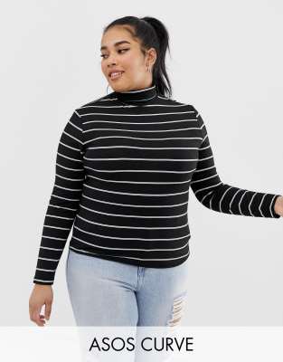 фото Водолазка в полоску asos design curve-мульти asos curve