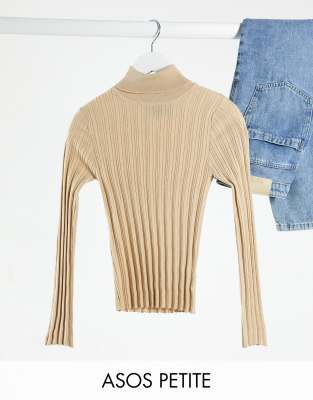 фото Водолазка в рубчик asos design petite-бежевый asos petite