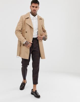  Водонепроницаемый двубортный тренч ASOS DESIGN-Бежевый