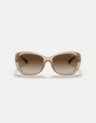 Vogue - Butterfly - Sonnenbrille in transparentem Hellbraun mit braunen Gläsern