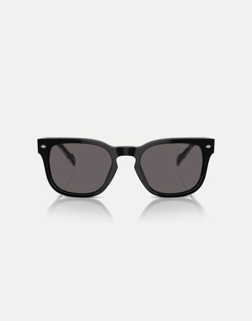Vogue – Eckige Sonnenbrille in Schwarz mit grauen Gläsern