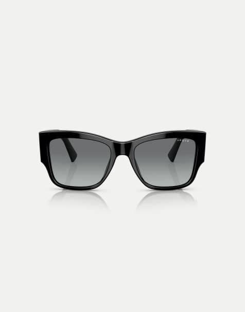 Vogue – Eckige Sonnenbrille in Schwarz mit grauen Gläsern - view 1