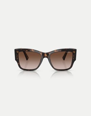 Vogue Eyewear - Eckige Sonnenbrille in Dunkelhavanna mit braunen Gläsern-Brown