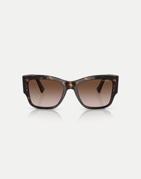 Vogue Eyewear – Eckige Sonnenbrille in Dunkelhavanna mit braunen Gläsern - view 1