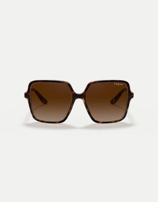 Vogue Eyewear - Eckige Sonnenbrille in Dunkelhavanna mit braunen Gläsern-Brown