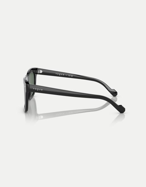 Vogue Eyewear - Lunettes de soleil carrées à verres verts - Noir, 4 de 4