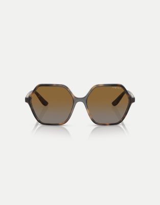 Vogue Eyewear - Rechteckige, polarisierte Sonnenbrille in Dunkelhavanna mit braunen Gläsern-Brown