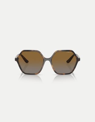 Vogue Eyewear – Rechteckige, polarisierte Sonnenbrille in Dunkelhavanna mit braunen Gläsern - view 1