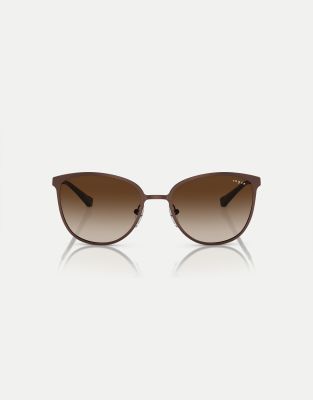 Vogue Eyewear - Rechteckige Sonnenbrille in Matt-Braun mit braunen Gläsern