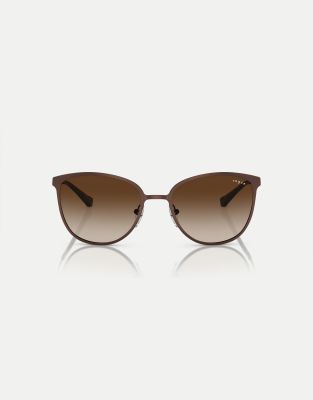 Vogue Eyewear - Rechteckige Sonnenbrille in Matt-Braun mit braunen Gläsern-Brown