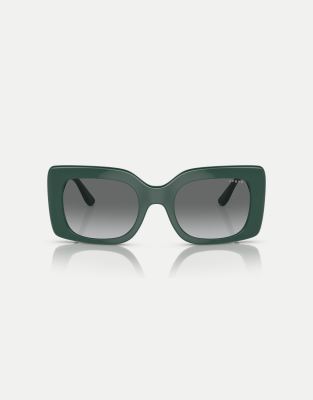 Vogue Eyewear - Rechteckige Sonnenbrille in sattem Dunkelgrün mit grauen Gläsern