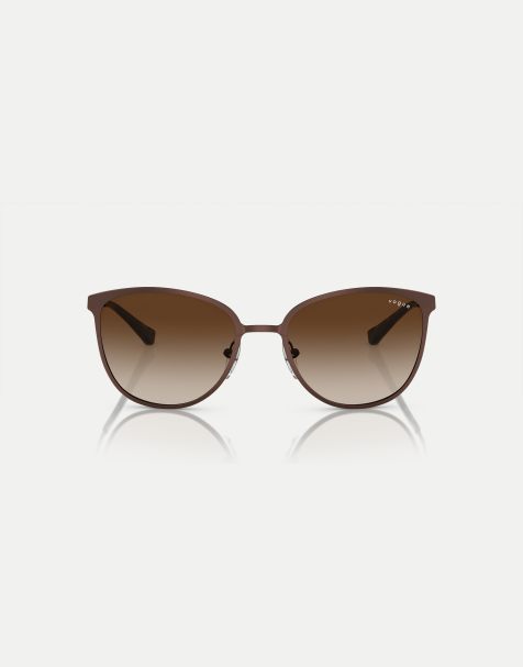 Vogue eyewear rectangle sunglasses in brown with brown lens in matte brown - view 1
