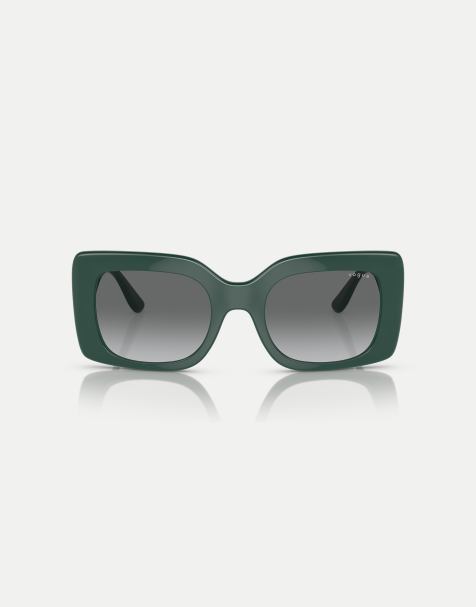 Vogue eyewear  rectangle sunglasses with grey lens in full dark green - view 1