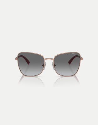 Vogue Eyewear - Schmetterlings-Sonnenbrille in Roségold mit grauen Gläsern-Goldfarben