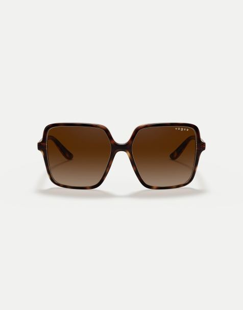 Vogue eyewear square sunglasses with brown lens in dark Havana - view 1