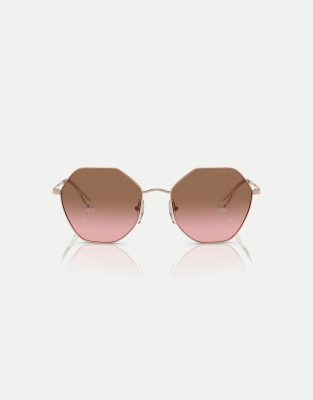 Vogue eyewear vo4180s irregular sunglasses with pink lens in rose gold