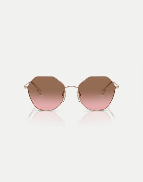 Vogue eyewear vo4180s irregular sunglasses with pink lens in rose gold - view 1