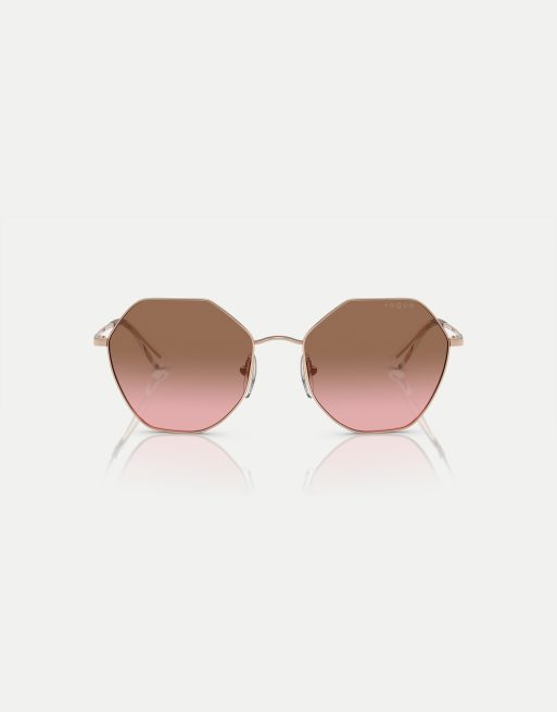 Vogue Eyewear - VO4180S - Lunettes de soleil irrégulières à verres roses - Or rose