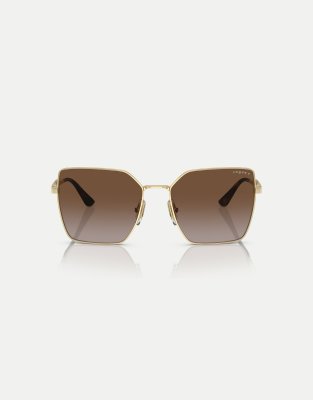 Vogue Eyewear - vo4284s - Eckige, polarisierte Sonnenbrille in Blass-Gold mit braunen Gläsern-Goldfarben