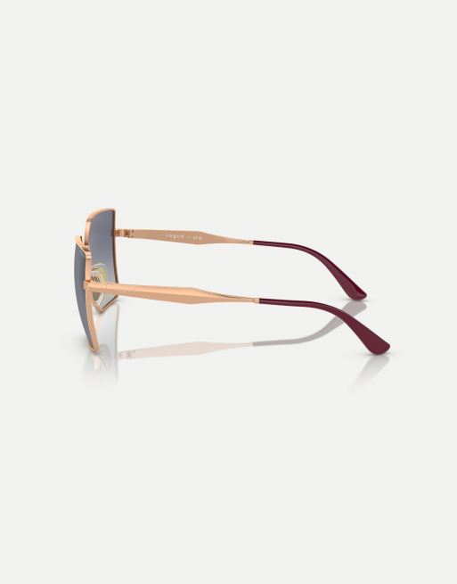 Vogue - Eyewear - VO4284S - Occhiali da sole squadrati oro rosa con lenti grigie, 3 di 4