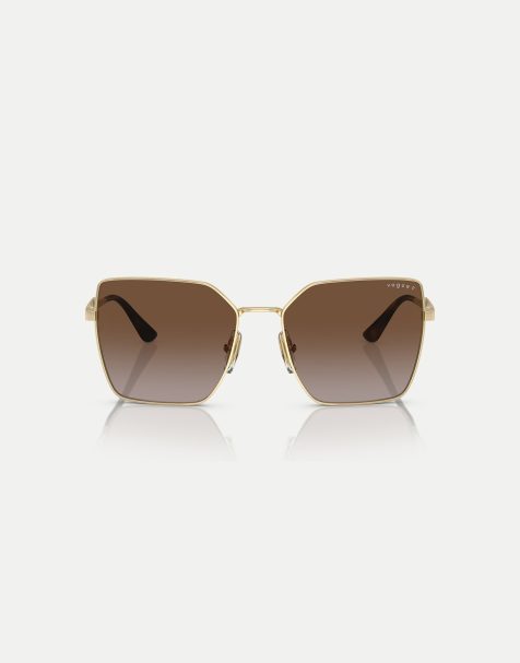 Vogue eyewear vo4284s square polarised sunglasses in gold with brown lens in pale gold - view 1