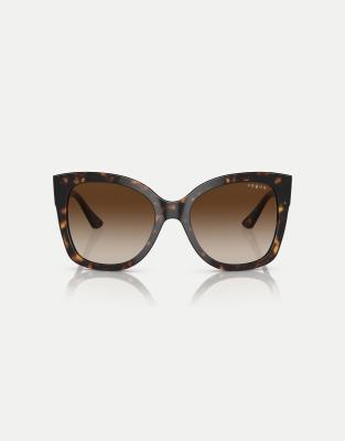 Vogue Eyewear - vo5338s - Rechteckige Sonnenbrille in Dunkelhavanna mit braunen Gläsern