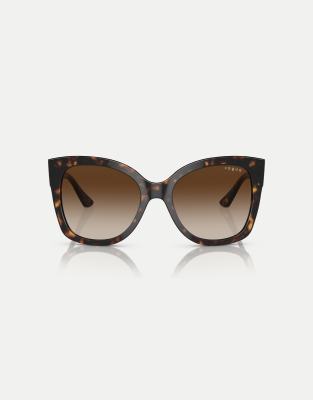 Vogue Eyewear - vo5338s - Rechteckige Sonnenbrille in Dunkelhavanna mit braunen Gläsern-Brown