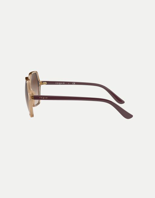 Vogue Eyewear - VO5361S - Lunettes de soleil rectangulaires à verres marron - Caramel transparent, 3 de 4