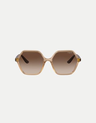 Vogue Eyewear - vo5361s - Rechteckige Sonnenbrille in transparentem Karamell mit braunen Gläsern