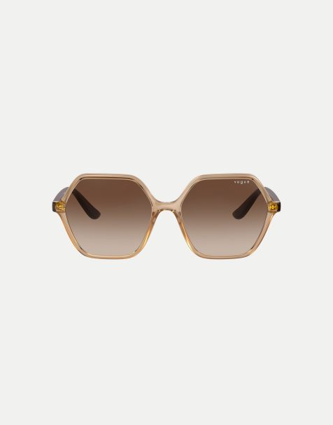 Vogue eyewear vo5361s rectangle sunglasses with brown lens in transparent caramel