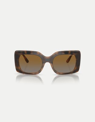 Vogue Eyewear - vo5481s - Rechteckige, polarisierte Sonnenbrille in Havanna-Braun mit grauen Gläsern