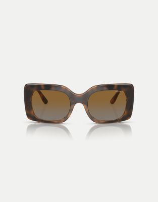 Vogue Eyewear - vo5481s - Rechteckige, polarisierte Sonnenbrille in Havanna-Braun mit grauen Gläsern-Brown