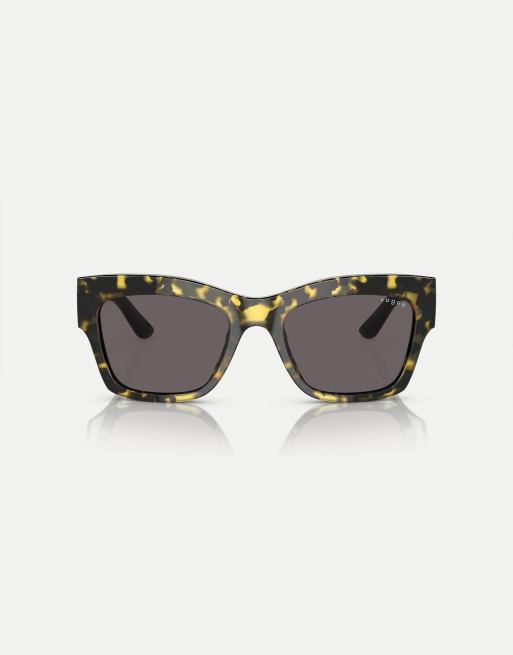 Vogue Eyewear - VO5524S - Lunettes de soleil rectangulaires à verres gris - Jaune écaille de tortue