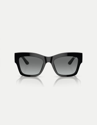 Vogue Eyewear - vo5524s - Rechteckige Sonnenbrille in Schwarz mit grauen Gläsern