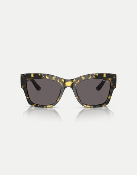 Vogue eyewear vo5524s rectangle sunglasses with grey lens in yellow tortoise - view 1
